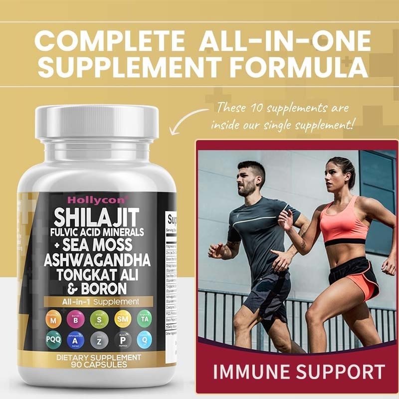 OEM Ashwagandha Tongkat Ali Boron Magnésio Para Homens Fulvico Ácido Shilajit cápsulas