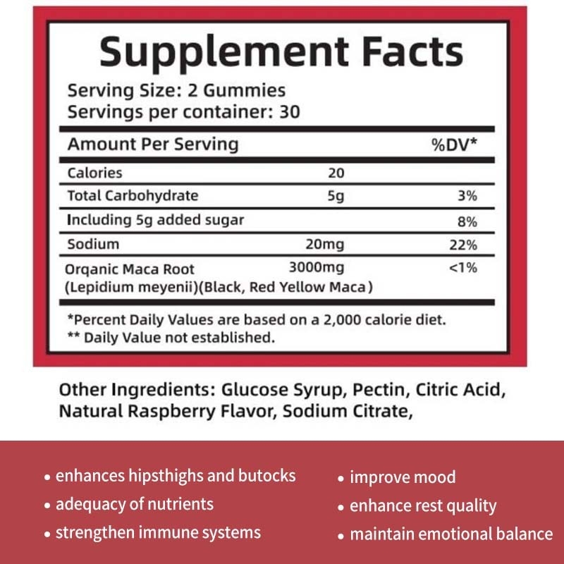 Suporte imunológico e equilíbrio hormonal para mulheres Maca Root Gummies