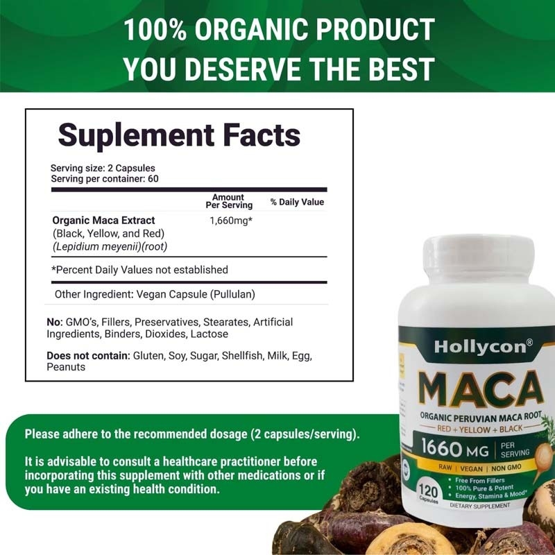 OEM Equilíbrio Hormonal Cápsulas Orgânicas de Maca para Mulheres e Homens Cápsulas de Maca
