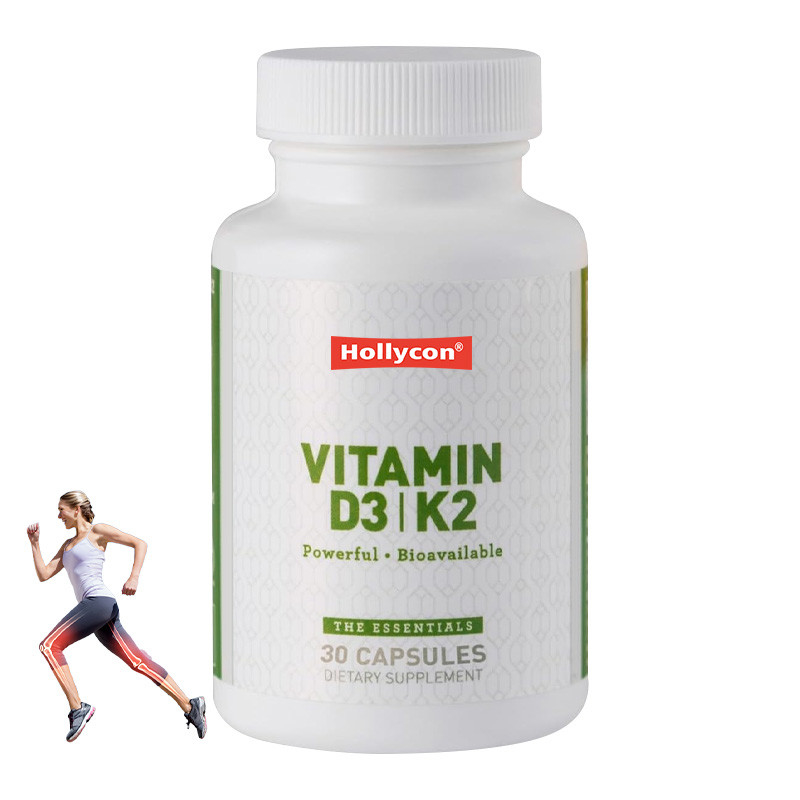 OEM Vegan Suporte Imune Vitamina D3+K2 MK7 Dietético Para Adultos Vitamina D3 K2 Cápsulas