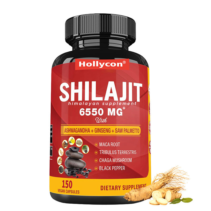 Suplemento de Shilajit do Himalaia Suporta energia e sistema imunológico Combinado Ashwagandha Ginseng Saw Palmetto Maca