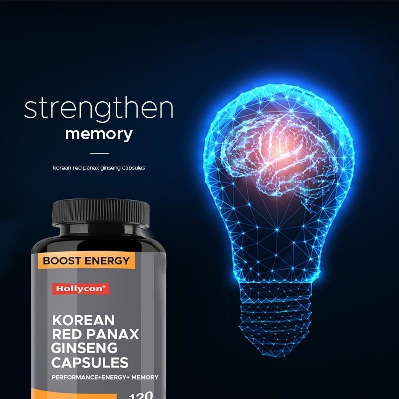 OEM Coreano Red Panax Ginseng cápsulas Ginkgo Biloba aumentar a energia foco memória para homens e mulheres