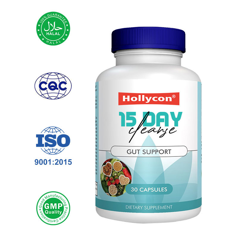 OEM Hollycon 15 dias de limpeza cápsulas intestino e cólon Senna folha de apoio intestino limpar desintoxicação