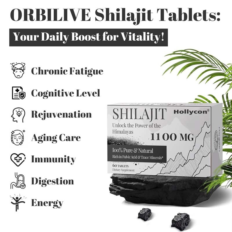Shilajit comprimidos de energia suporte imunológico Shilajit orgânico para homens e mulheres
