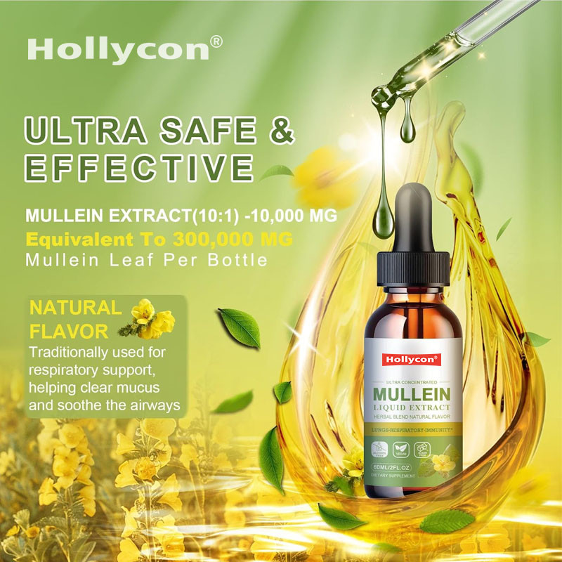 Gotas de Mullein para Desintoxicação de Pulmões Limpeza Vegana Extracto de Folha de Mullein para Adultos