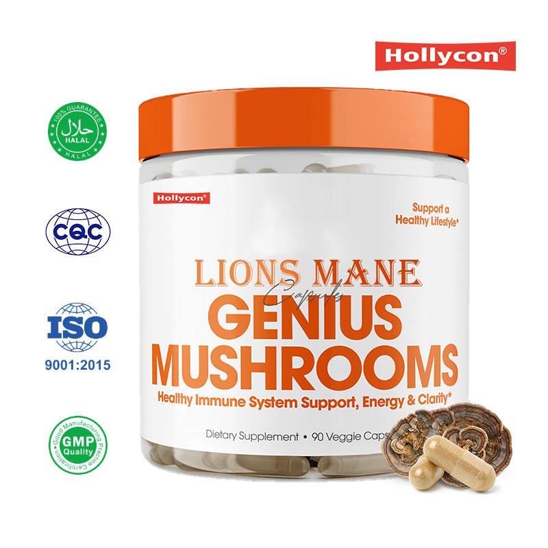 Produtor Suplemento de cogumelos Lions Mane cápsulas ajudam fígado Rins Memória Suporte Imune