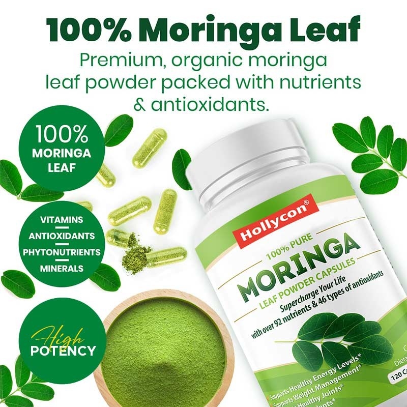 Capsulas de Moringa Pó de Moringa Folha orgânica de Moringa Suporte energético Metabolismo Imune Fábrica