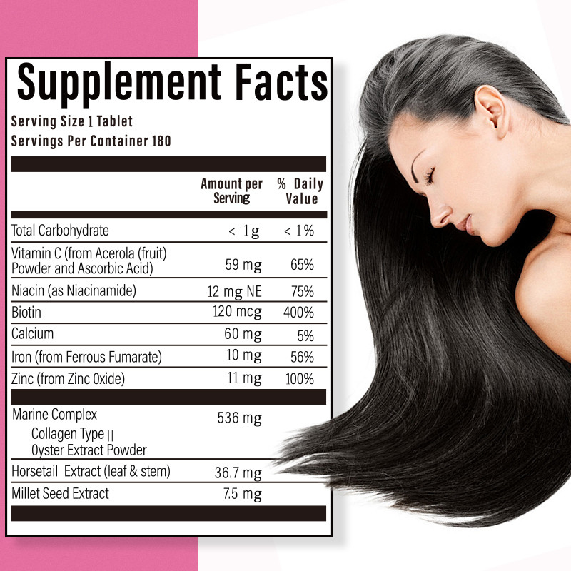 Comprimidos de crescimento do cabelo 120mcg Biotina Produto de crescimento do cabelo para crescimento do cabelo