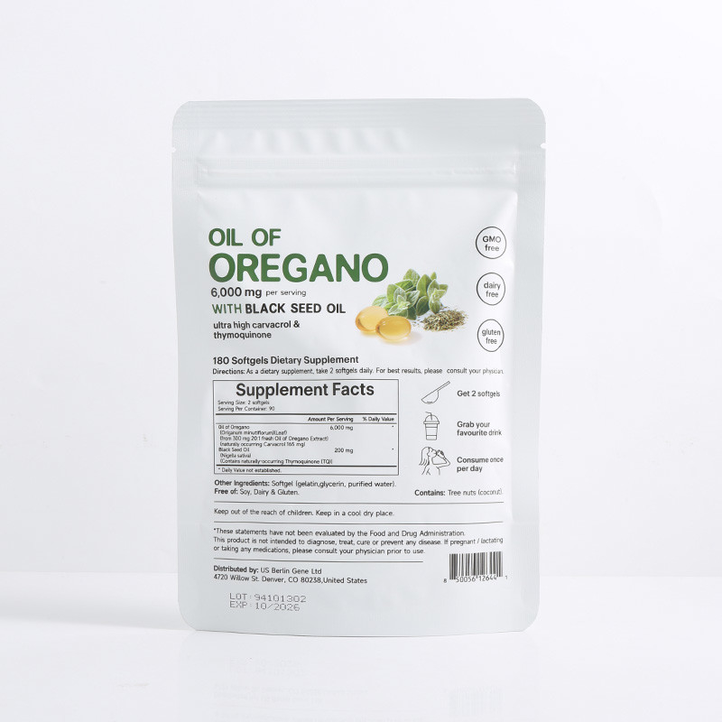 Óleo de Orégano Orgânico Softgels 6000mg Óleo de Orégano Softgels Para Apoio Imune