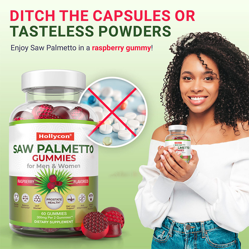 Saw Palmetto Gummies para Homens e Mulheres Equilíbrio Hormonal Saw Palmetto Suplemento