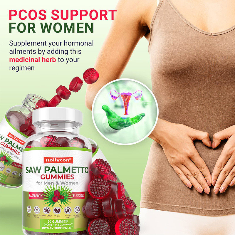 Saw Palmetto Gummies para Homens e Mulheres Equilíbrio Hormonal Saw Palmetto Suplemento