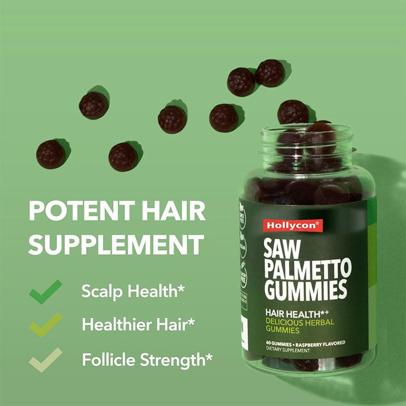 Saw Palmetto Gummies For Scalp Health 75mg Extracto de Saw Palmetto Para Apoio ao Cabelo