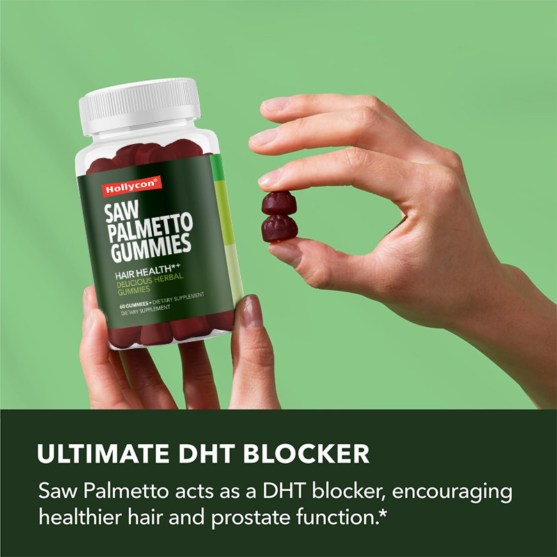 Saw Palmetto Gummies For Scalp Health 75mg Extracto de Saw Palmetto Para Apoio ao Cabelo