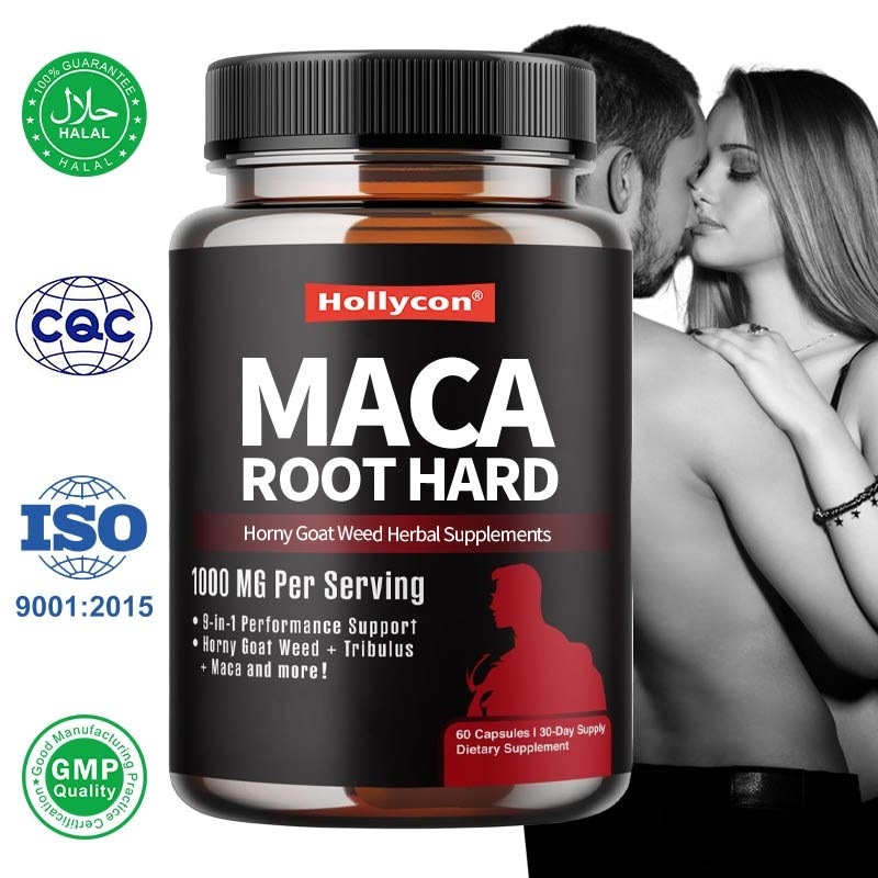 Marca privada Maca Suplementos de ervas Horny Goat Weed cápsulas duras para aumentar a energia