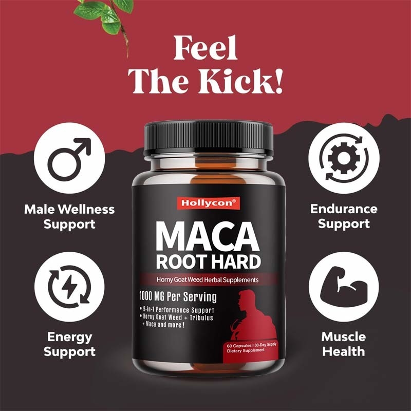 Marca privada Maca Suplementos de ervas Horny Goat Weed cápsulas duras para aumentar a energia
