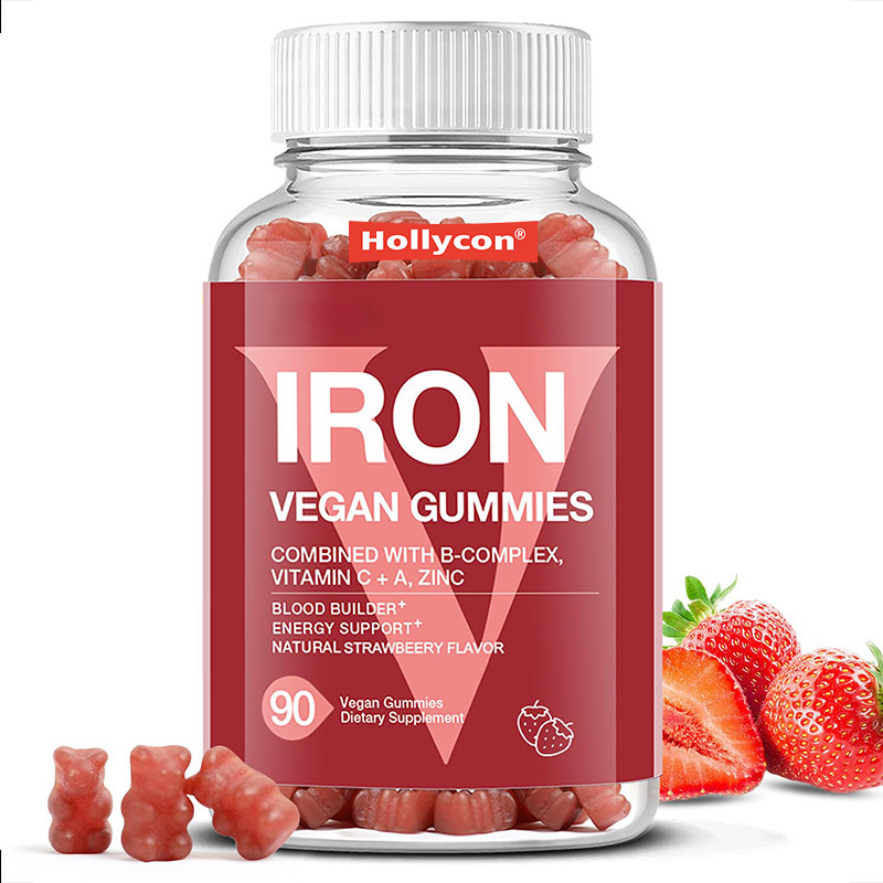 Goma de Ferro Vegano para Adultos 60mcg Ácido Fólico Goma de Ferro para Apoio Energético
