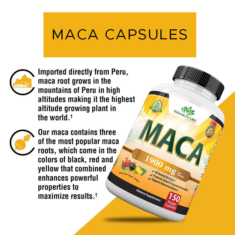 Capsulas de raiz de maca Capsulas poderosas de energia para homens Humor e equilíbrio hormonal