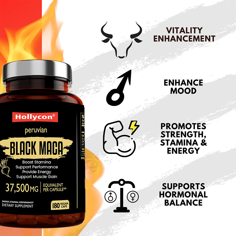 Capsulas de raiz de maca para aumentar a resistência 750mg extracto de maca preta para fornecer energia