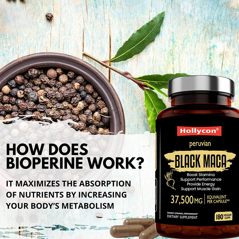 Capsulas de raiz de maca para aumentar a resistência 750mg extracto de maca preta para fornecer energia