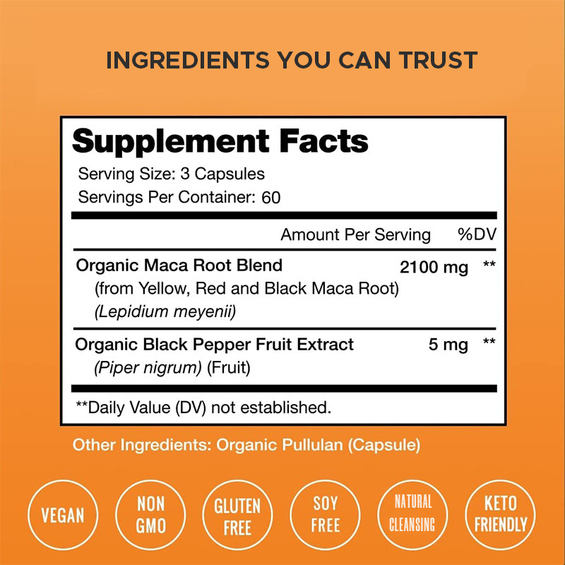 Maca Root Capsules 2100mg Maca Root Organic Mix For Energy Forward Maca Capsules