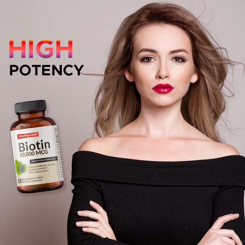 OEM cápsulas de biotina para crescimento do cabelo 10.000mcg biotina para pele e unhas saudáveis
