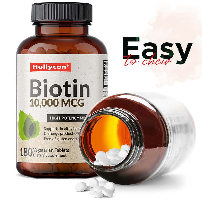 OEM cápsulas de biotina para crescimento do cabelo 10.000mcg biotina para pele e unhas saudáveis