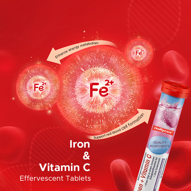 OEM Ferro e vitamina C comprimidos efervescentes para apoio de ferro Suplemento de ferro