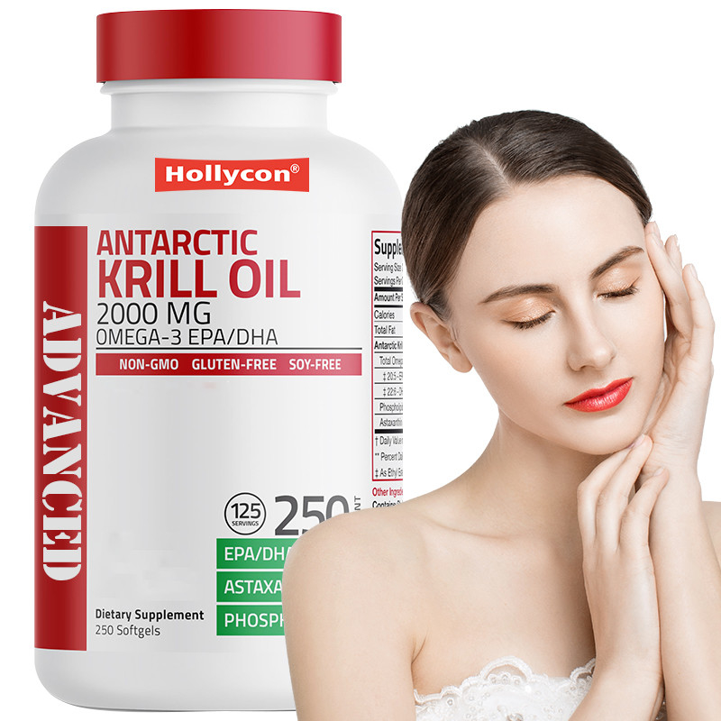 Óleo de Krill Antártico Para Apoio à Saúde Geral 2000mg Óleo de Krill Antártico Softgels
