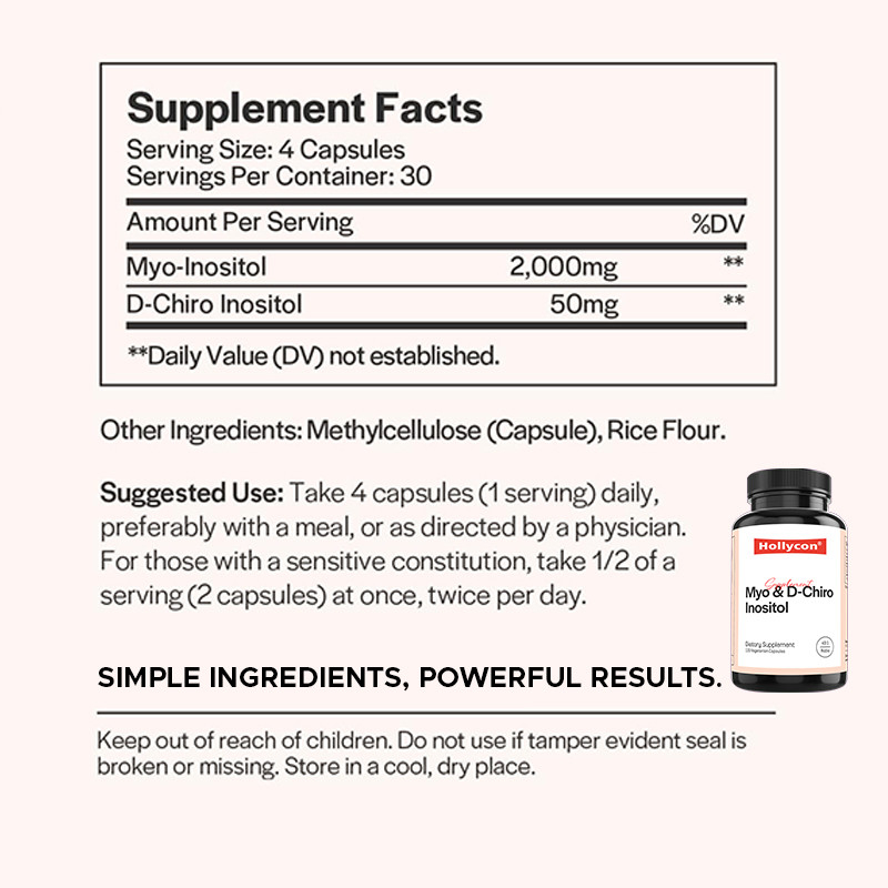 Suplemento de inositol para o equilíbrio hormonal Myo- inositol e D- Chiro cápsulas de inositol
