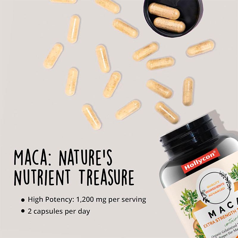 OEM Maca Root Powder Capsules para Equilíbrio Hormonal 1500mg Maca Root Capsules
