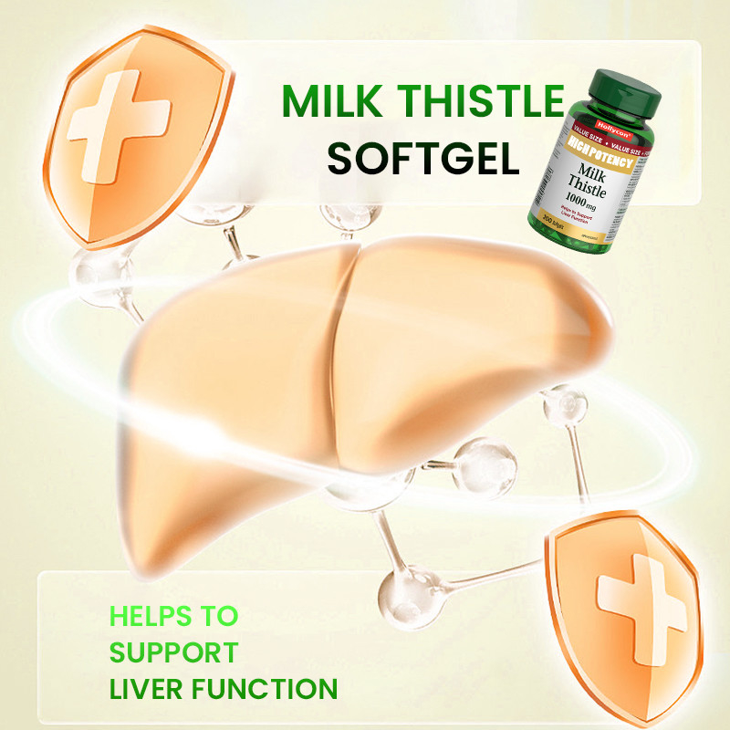 OEM Softgels de Cardo de Leite para Suporte da Função Hepática 1000mg Softgels de Cardo de Leite