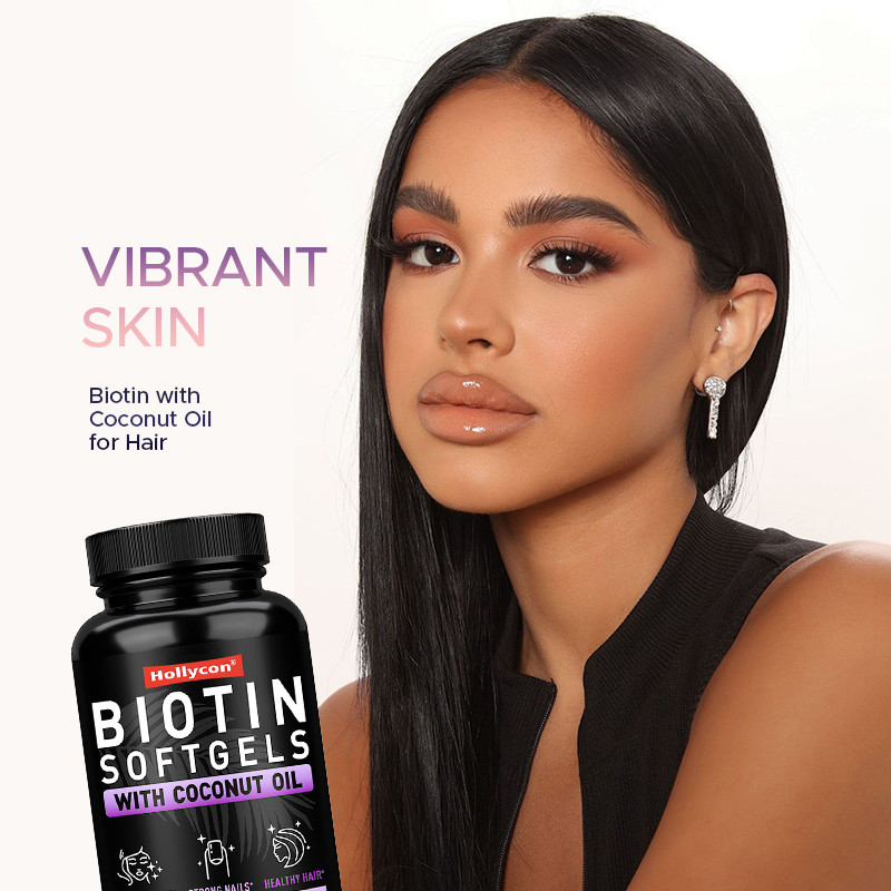 OEM Biotina Softgels para unhas fortes Biotina com óleo de coco para cabelos Biotina Softgels