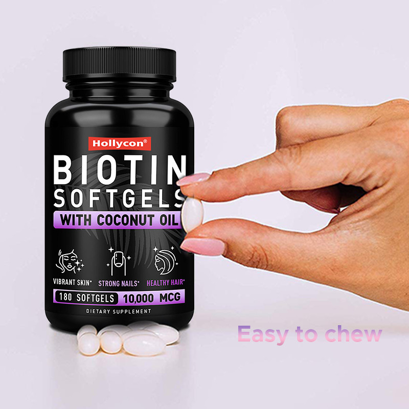 OEM Biotina Softgels para unhas fortes Biotina com óleo de coco para cabelos Biotina Softgels
