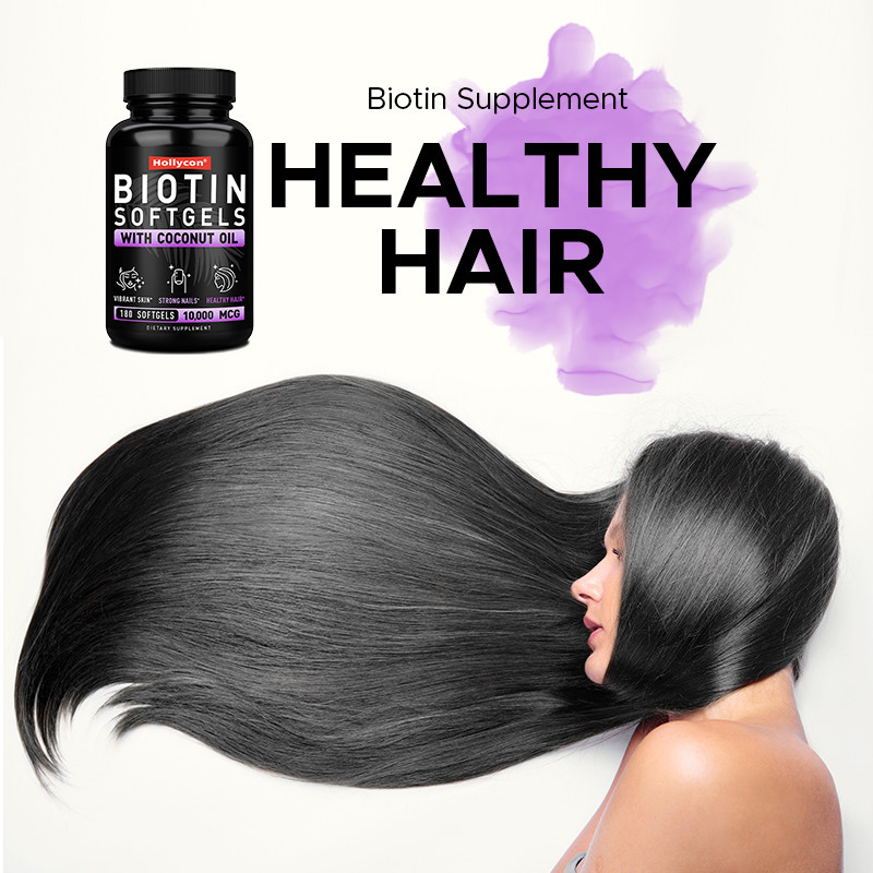 OEM Biotina Softgels para unhas fortes Biotina com óleo de coco para cabelos Biotina Softgels
