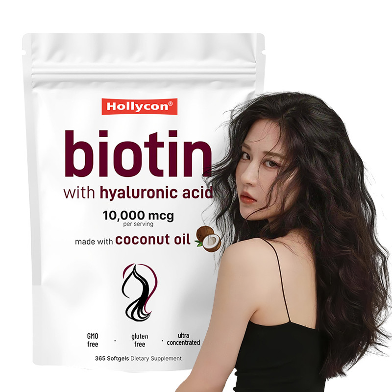 Suplemento de Biotina 10.000mcg Biotina Softgels para cabelos e pele saudáveis Biotina Softgels