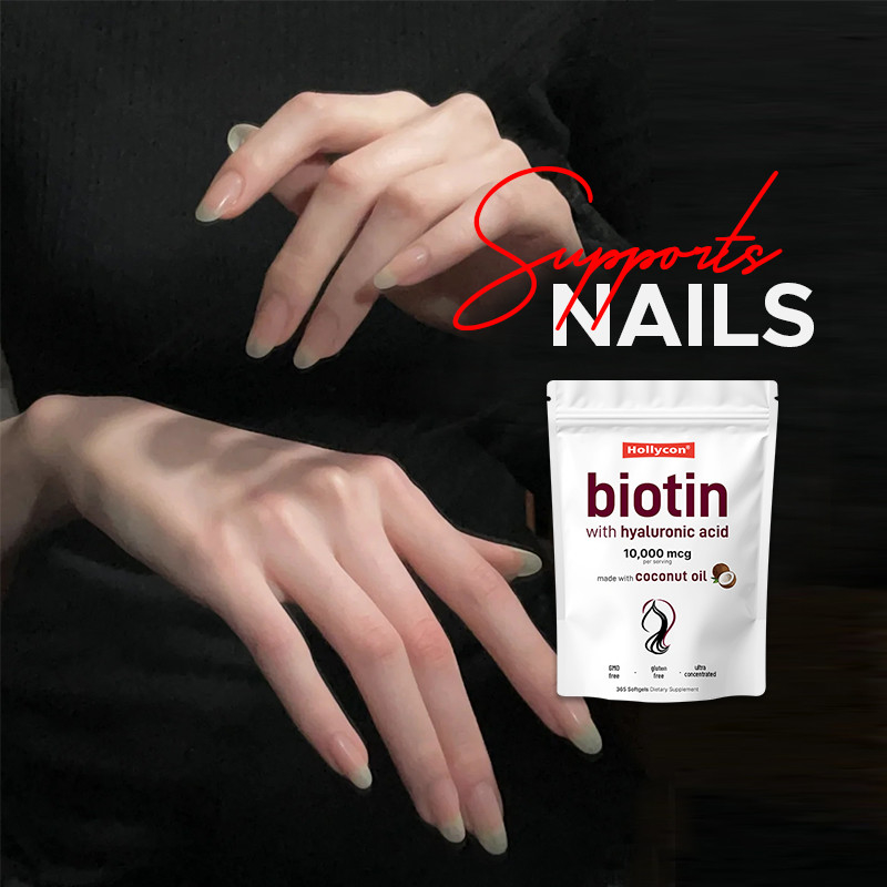 Suplemento de Biotina 10.000mcg Biotina Softgels para cabelos e pele saudáveis Biotina Softgels