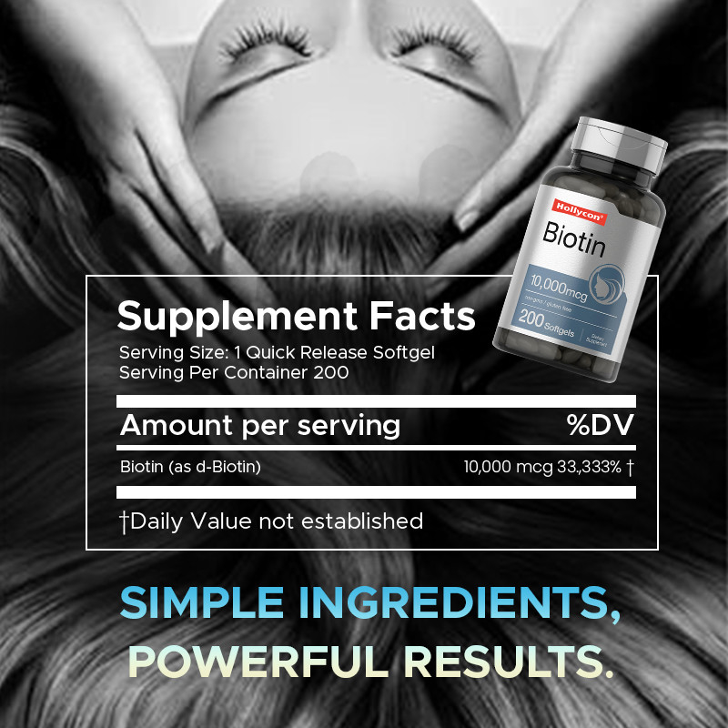 Suplemento de Biotina para Saúde do Cabelo 10.000mcg Biotina Softgels para Saúde do Cabelo e unhas
