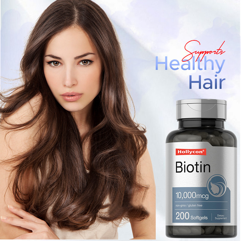 Suplemento de Biotina para Saúde do Cabelo 10.000mcg Biotina Softgels para Saúde do Cabelo e unhas