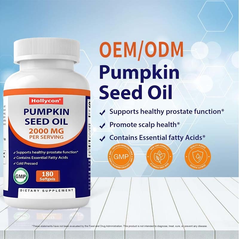 OEM Óleo de sementes de abóbora Softgels para promover a saúde do couro cabeludo 2000 mg Óleo de sementes de abóbora