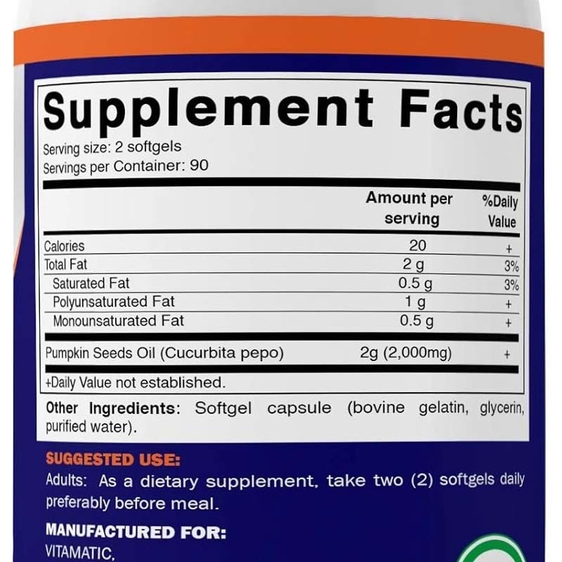 OEM Óleo de sementes de abóbora Softgels para promover a saúde do couro cabeludo 2000 mg Óleo de sementes de abóbora