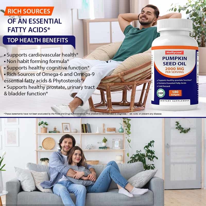 OEM Óleo de sementes de abóbora Softgels para promover a saúde do couro cabeludo 2000 mg Óleo de sementes de abóbora