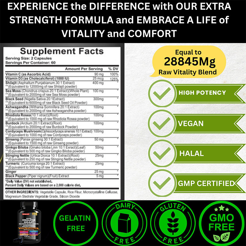 OEM Orgânico Pure Himalayan Shilajit cápsulas para suporte imunológico Shilajit cápsulas