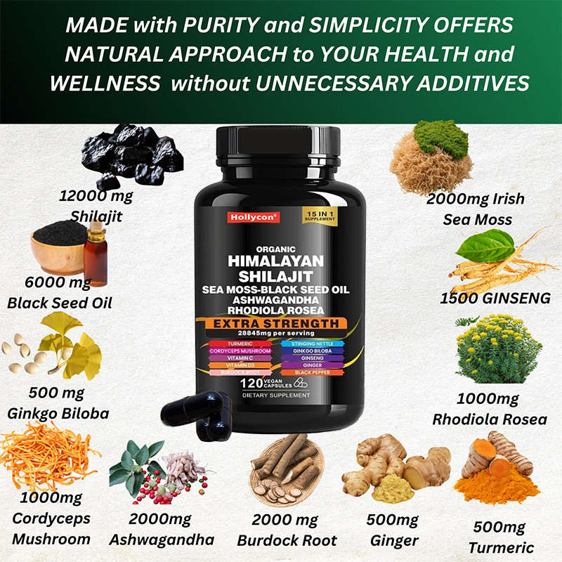 OEM Orgânico Pure Himalayan Shilajit cápsulas para suporte imunológico Shilajit cápsulas