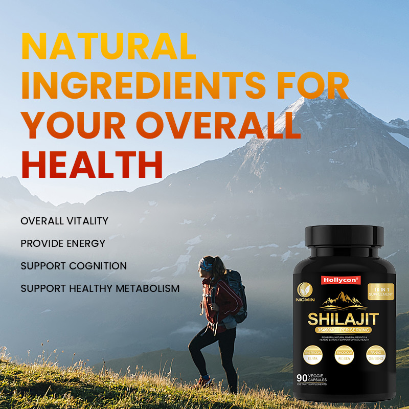 Suplemento de Shilajit orgânico do Himalaia puro para suporte imunológico 25000mg cápsulas de Shilajit
