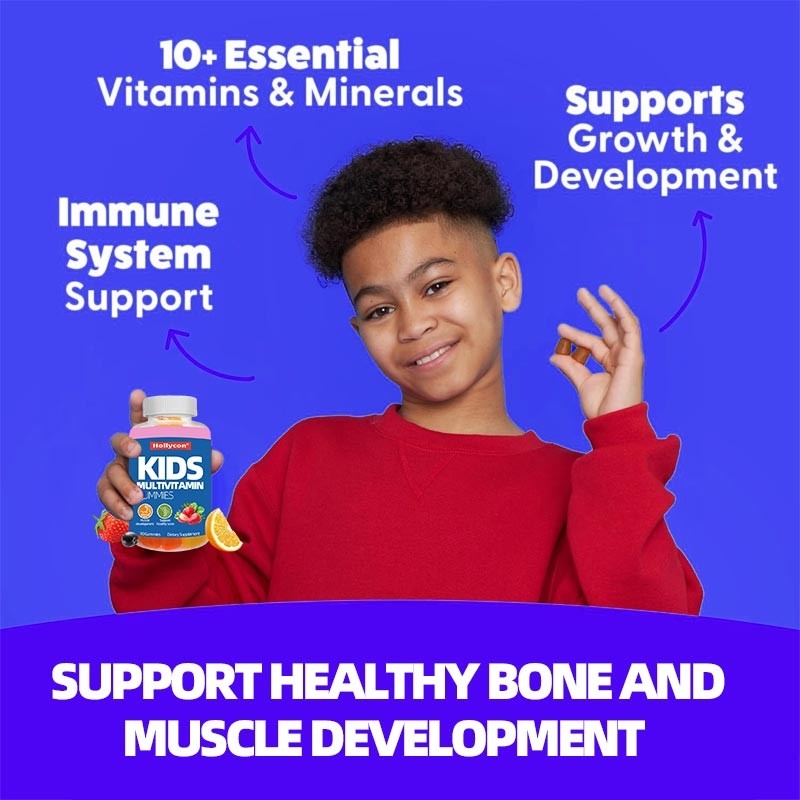 Gomes de multivitamínicos OEM com vitamina D para músculo ósseo e apoio imunológico Gomes de vitaminas mastigáveis para crianças Gomes de multivitamínicos