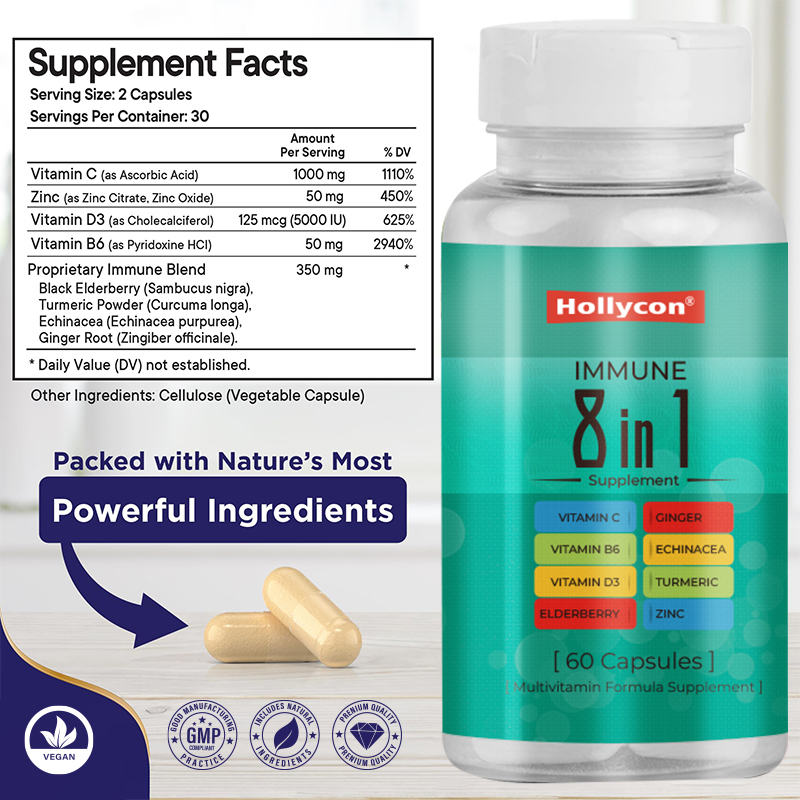 Cápsulas de Suporte Imunológico OEM Rótulo Fórmula Multivitamínica Suplemento para Adultos Ajuda a Promover a Função Imunológica