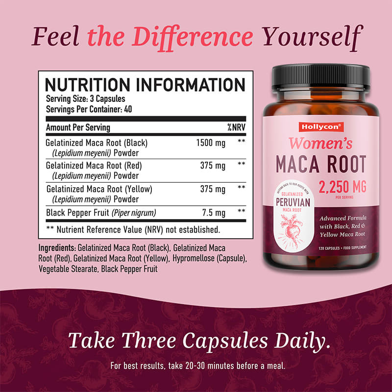Suplementos de Maca para Mulheres Maca Preta Pílulas de Maca Suportam o Equilíbrio Hormonal Energético Menopausa