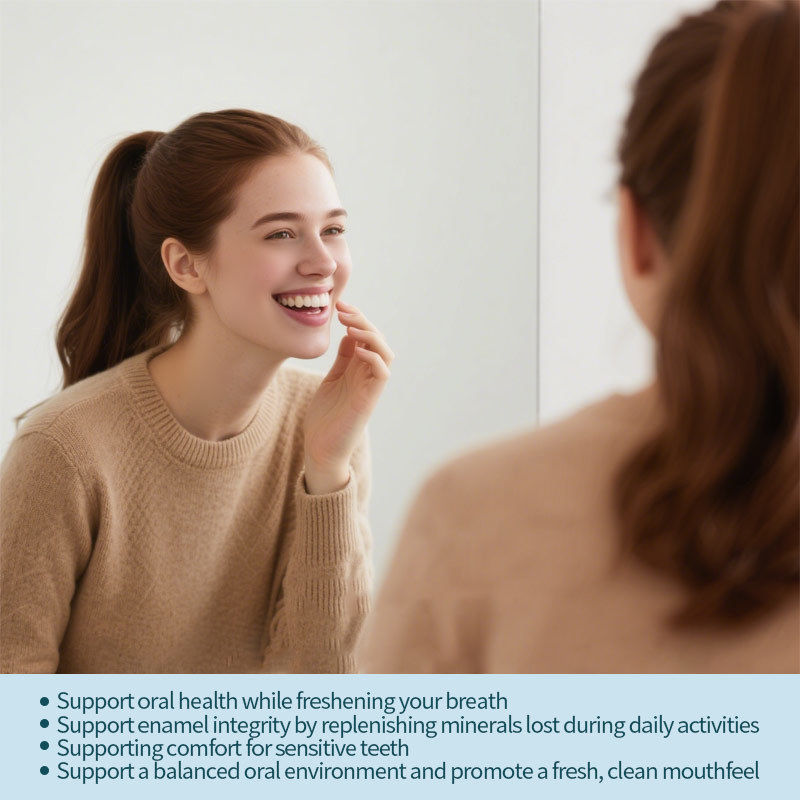 Goma sem açúcar com nano-hidroxiapatita - Respiro fresco e saúde oral Goma de mascar remineralizante de hortelã-pimenta