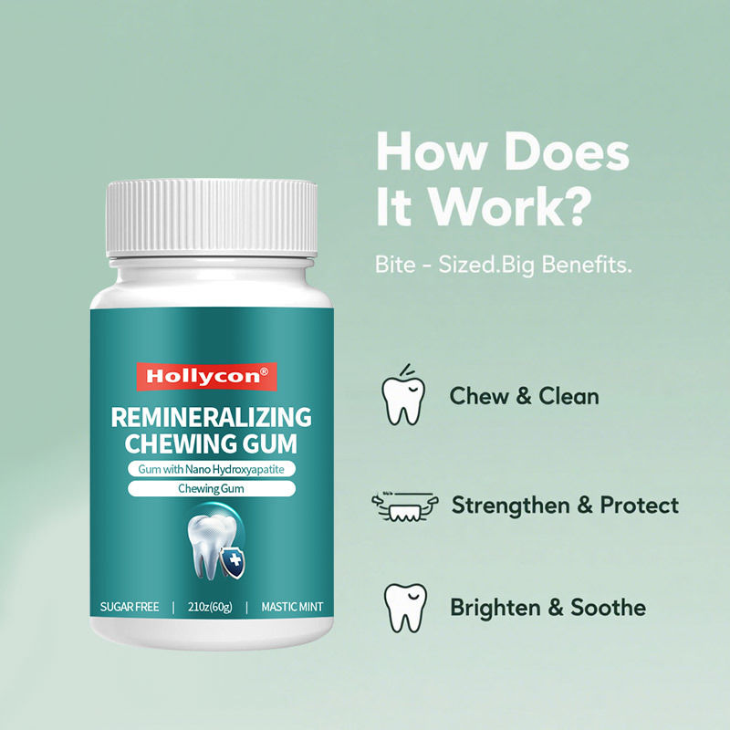 Goma sem açúcar com nano-hidroxiapatita - Respiro fresco e saúde oral Goma de mascar remineralizante de hortelã-pimenta