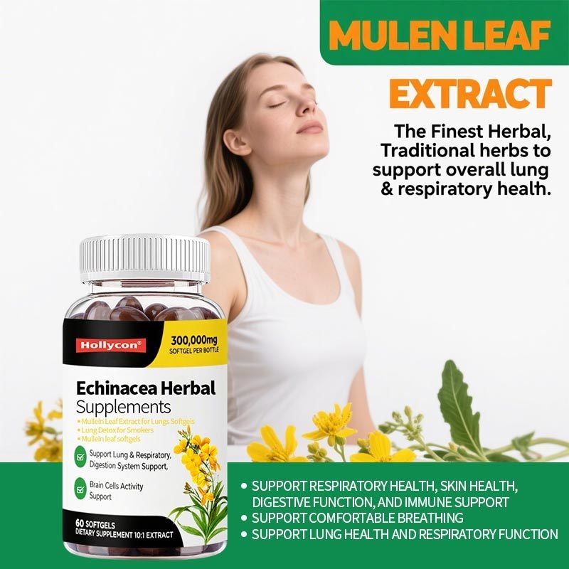 Extracto de folhas de muleta para pulmões Softgels, desintoxicação pulmonar para fumantes, pulmão limpa suporte respiratório pulmonar, suplementos de ervas, vegano, não OGM, suporte imunológico digestivo, 180-contar, 180 dias de suprimento